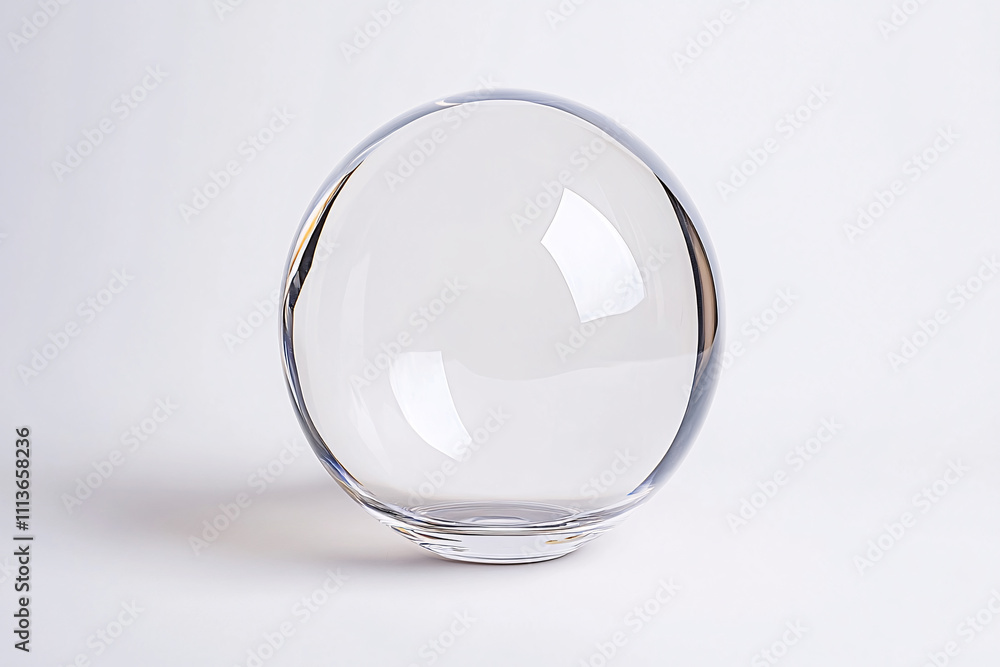 A stunning clear crystal sphere captured in a minimalist studio setting emphasizing its elegant design and reflective qualities. On white background A stunning clear crystal sphere captured in a minimalist studio setting emphasizing its elegant design and reflective qualities. On white background