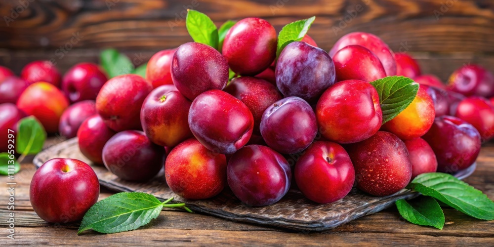 Fresh red plums, known as Alubukhara, from Indian Subcontinent , juicy, vibrant, ripe, fruit, red, delicious Fresh red plums, known as Alubukhara, from Indian Subcontinent , juicy, vibrant, ripe, fruit, red, delicious