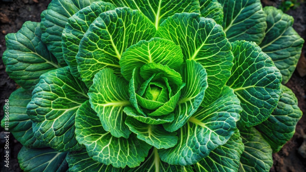 Green cabbage plant with vibrant leaves seen from above, cabbage, vegetable, green, leafy, farm, agriculture, fresh, organic Green cabbage plant with vibrant leaves seen from above, cabbage, vegetable, green, leafy, farm, agriculture, fresh, organic