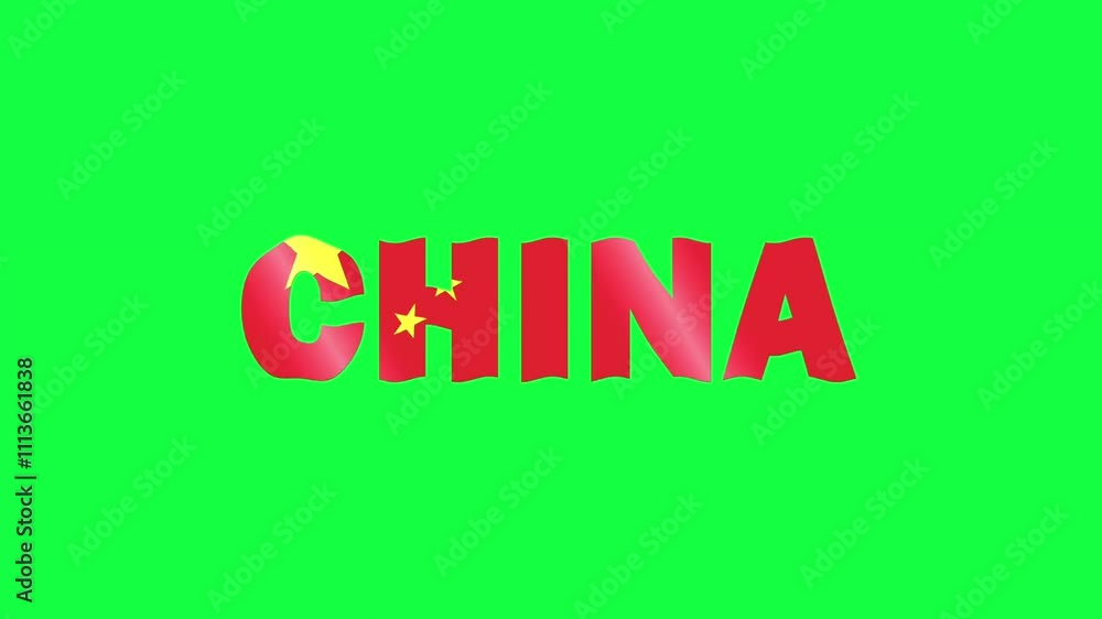 China text animation with waving flag on blue background, perfect for video editing projects China text animation with waving flag on blue background, perfect for video editing projects