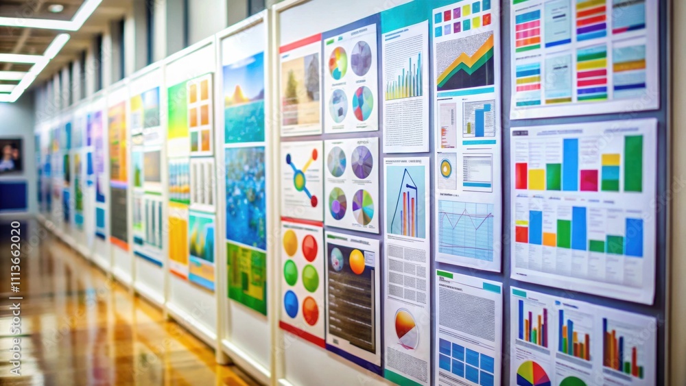 Distant blur of colorful science posters and diagrams , science, colorful, posters, diagrams, blurred, distant Distant blur of colorful science posters and diagrams , science, colorful, posters, diagrams, blurred, distant