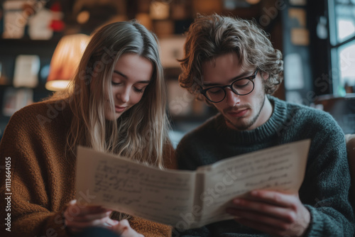 Heartfelt exchange of letters between friends in cozy caf?