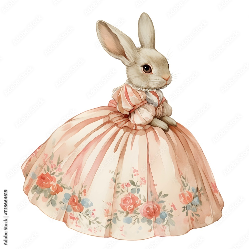 Fototapeta premium Watercolor Vintage Rabbit