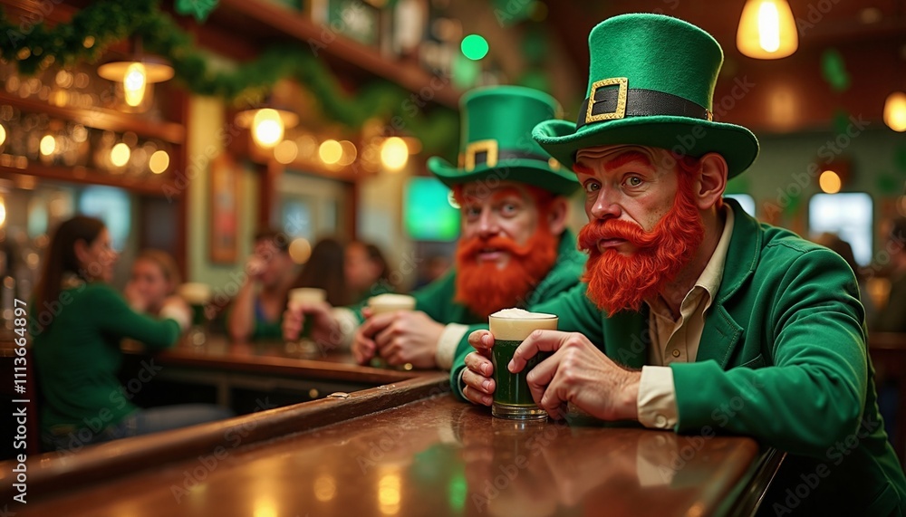 Festive revelers enjoy St. Patrick's Day in lively Irish pub Festive revelers enjoy St. Patrick's Day in lively Irish pub