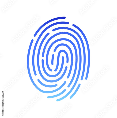 Finger print icon. Digital biometric fingerprint for verification and authentication. Thumb, line pattern for security, protection and privacy. Flat vector illustration isolated on white background