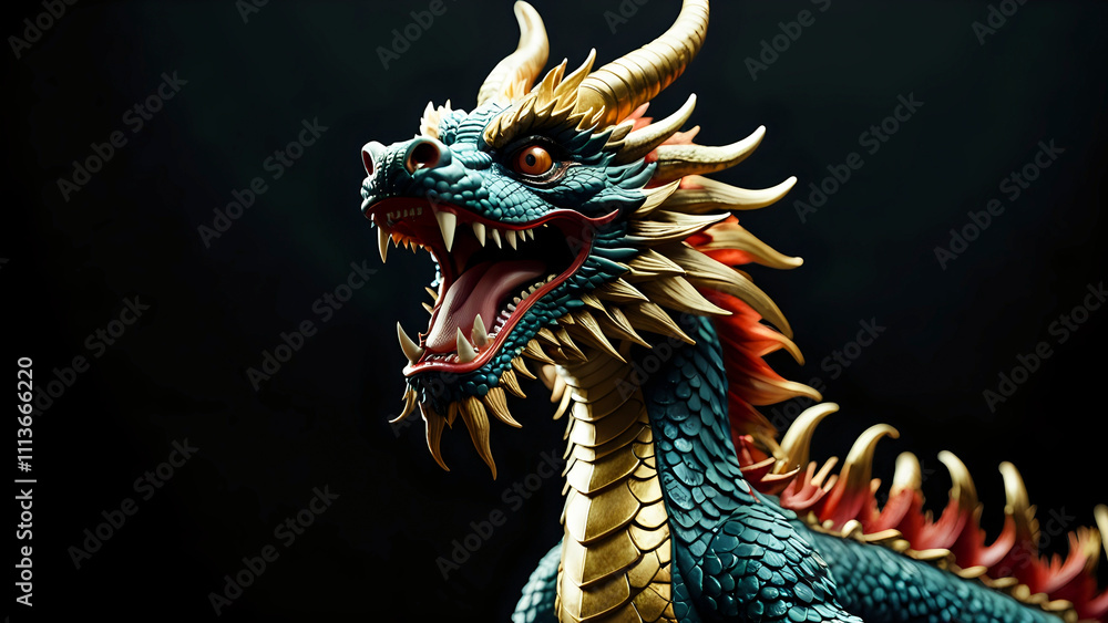 chinese dragon statue with black background chinese dragon statue with black background