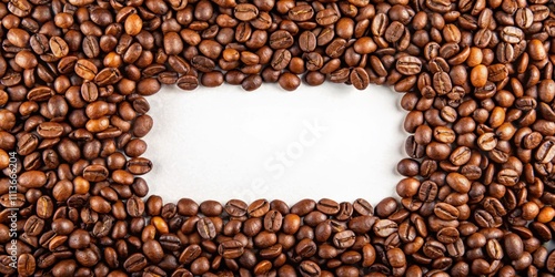 Classical frame showcasing a variety of coffee beans, coffee, beans, classical, frame, background, display, aroma, organic, fresh