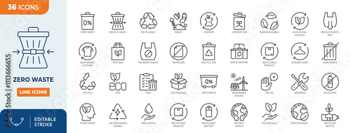 zero waste line editable icon set
