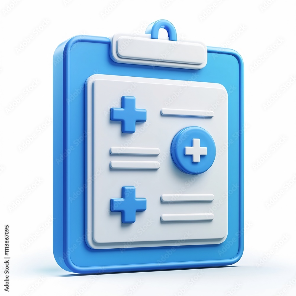 Fototapeta premium Bright Blue and White 3D Medical Chart Icon with Minimal Cartoon Design
