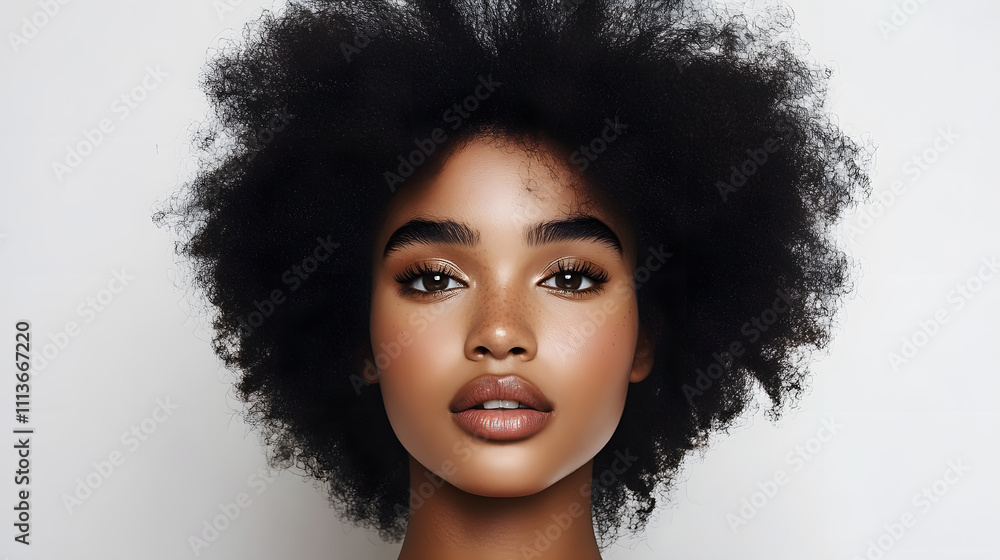 Closeup beautiful black skin woman portrait studio shot isolated on white background Closeup beautiful black skin woman portrait studio shot isolated on white background