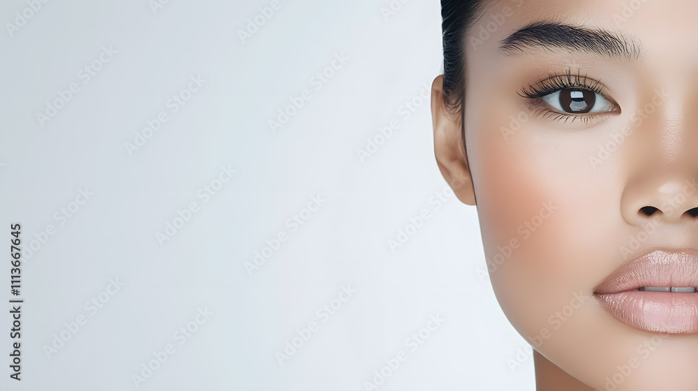 Naklejka premium Closeup beautiful woman portrait studio shot isolated on white background