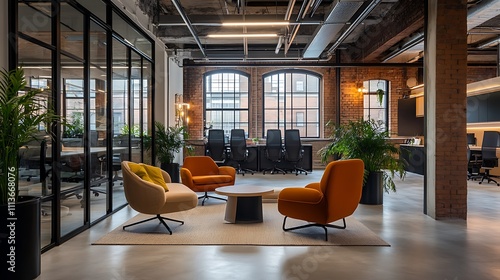 Modern Office Lounge with Industrial Design