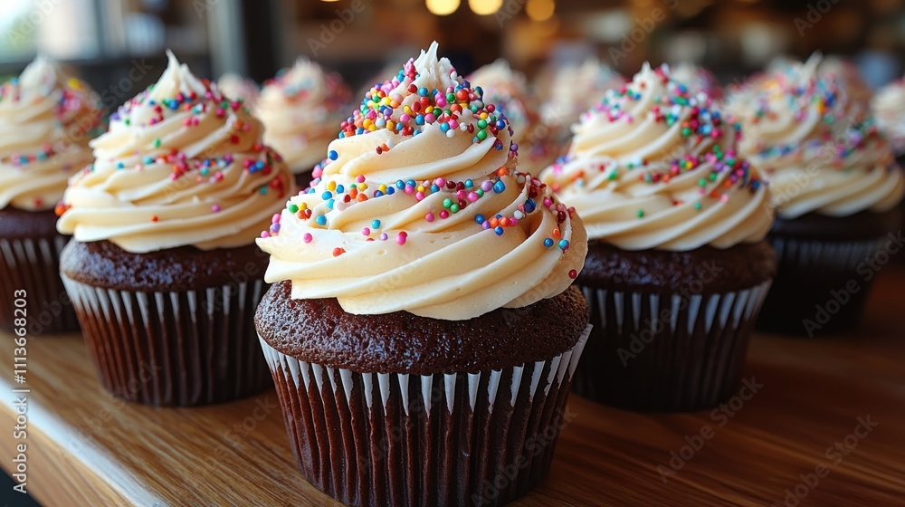 a group of cupcakes with frosting and sprinkles a group of cupcakes with frosting and sprinkles