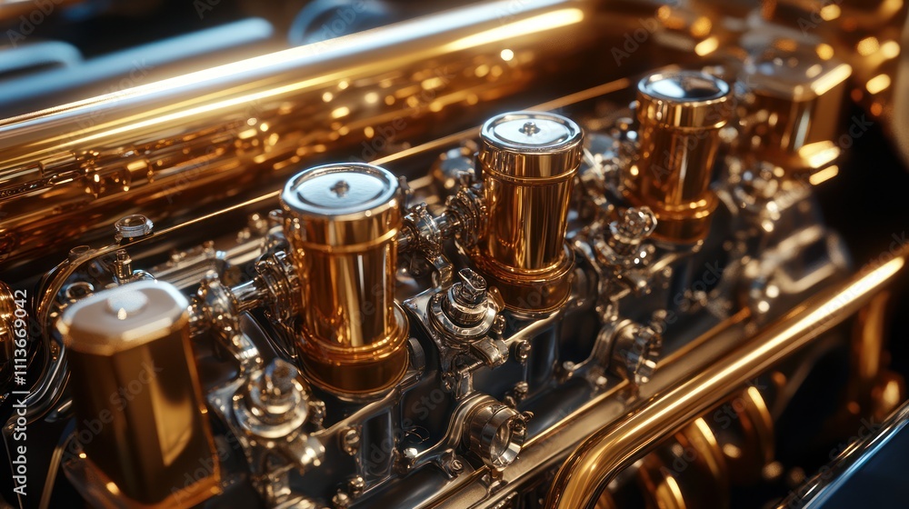 Fototapeta premium Golden Engine Detail