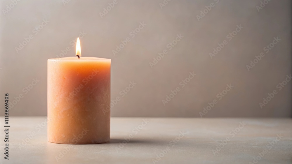 Unlit peach fuzz color candle on a minimal background , trendy, modern, neutral, sleek, simplicity, elegance, decor Unlit peach fuzz color candle on a minimal background , trendy, modern, neutral, sleek, simplicity, elegance, decor