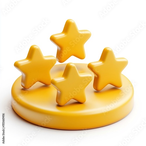 Minimalist 3D Product Review Icon with Matte Finish Stars on Isolated White Background