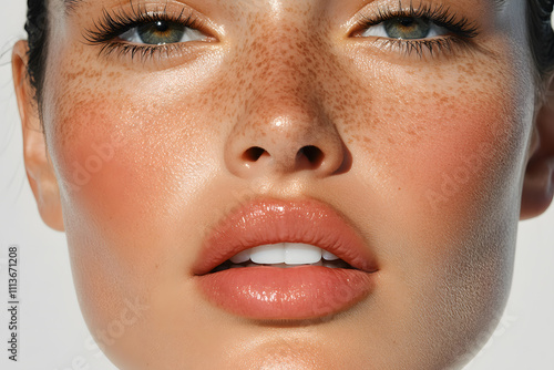 Beautiful woman studio portrait, isolated on white background