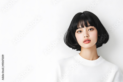 Beautiful woman studio portrait, isolated on white background