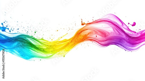 A vibrant, abstract splash of color in a rainbow gradient forms a fluid wave, symbolizing energy, creativity, and boundless possibilities. 