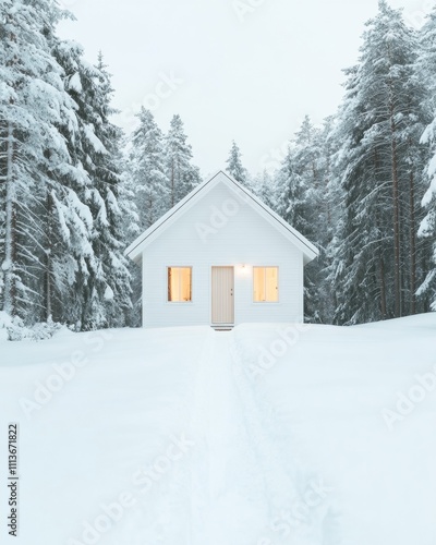 Cozy Cabin in Snowy Forest Winter Travel, Christmas, and New Year’s Retreats