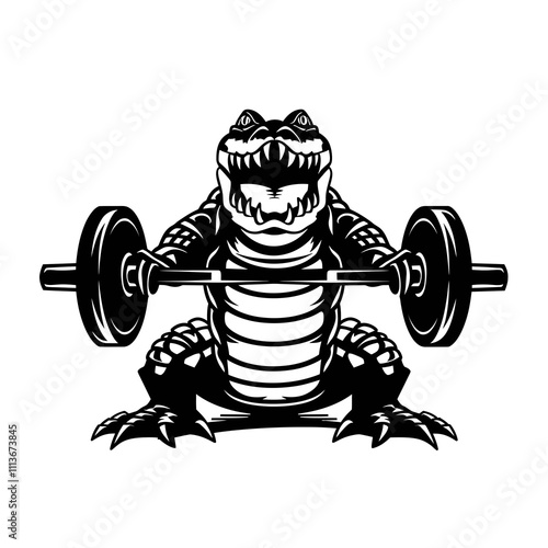 alligator gym silhouette vector illustration