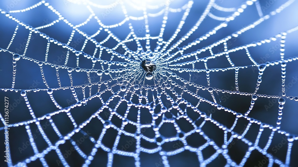 Obraz premium Dewdrops Adorn Intricate Spiderweb Threads