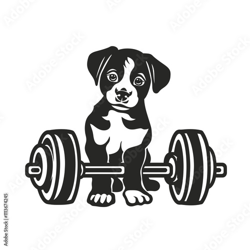 dog gym silhouette vector illustration