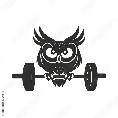 owl gym silhouette vector illustration