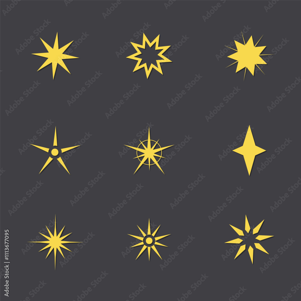 Golden Sparkle Stars Set Collection on White Background
Golden Sparkle Stars Set Collection on White Background