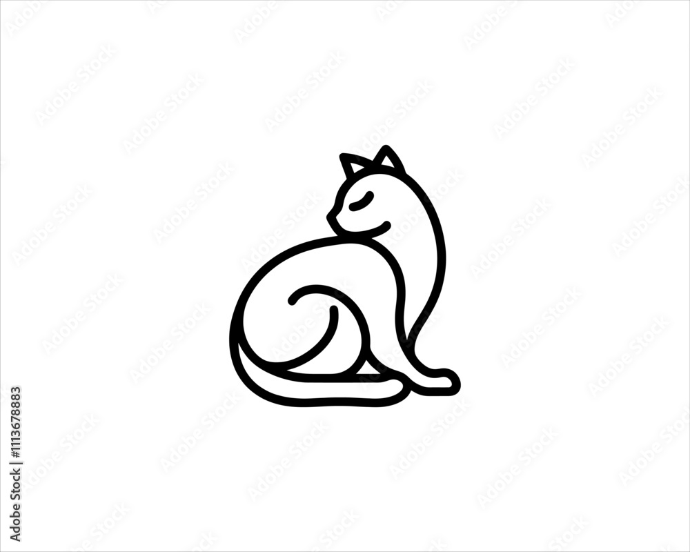 Minimalist Cat line art logo design icon vector illustration. Animal logotype concept. Cat Outline logo.
Minimalist Cat line art logo design icon vector illustration. Animal logotype concept. Cat Outline logo.