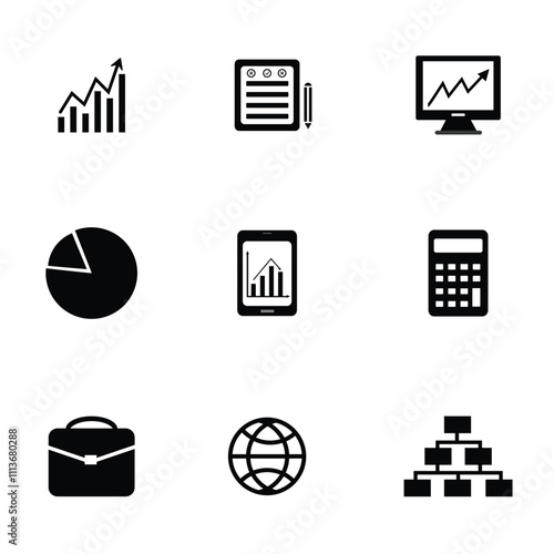 Business set with business, marketing, management, social icons
