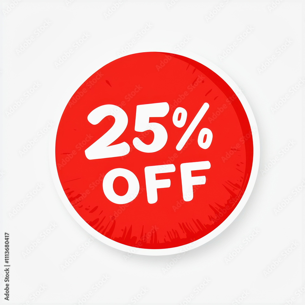 Discount sticker features 25% off promotional offer in minimalist design Discount sticker features 25% off promotional offer in minimalist design