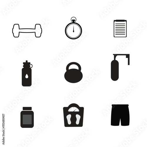 Fitness and Workout equipment Icons
