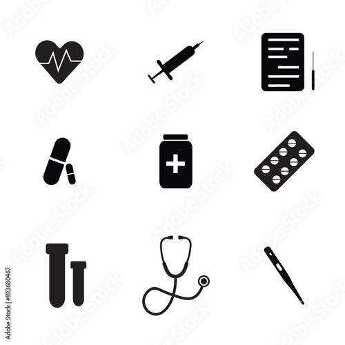 Medical black and white Icon vectors
