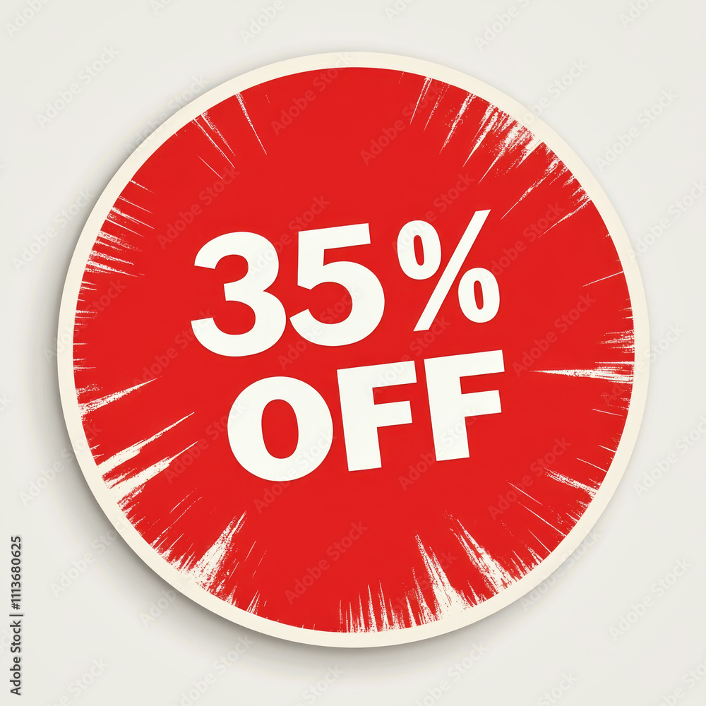 Catch exciting savings with a red sticker showing 35 percent off in a minimalistic design Catch exciting savings with a red sticker showing 35 percent off in a minimalistic design