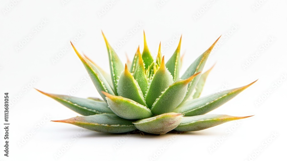A minimalist shot of a small succulent cactus plant, isolated on a clean white background. A minimalist shot of a small succulent cactus plant, isolated on a clean white background.