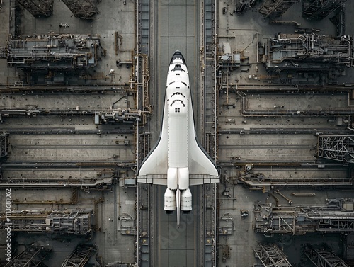 High-performance ceramic tiles being applied to a space shuttle model, emphasizing heat resistance photo