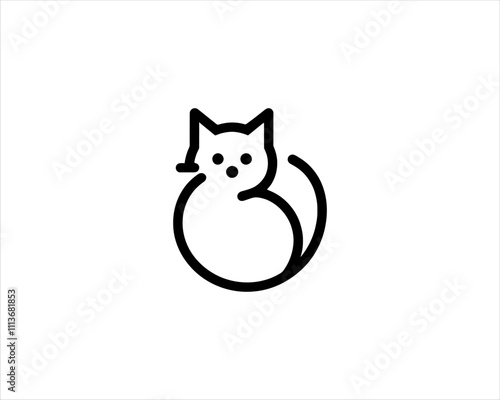 
Minimalist Cat line art logo design icon vector illustration. Animal logotype concept. Cat Outline logo.