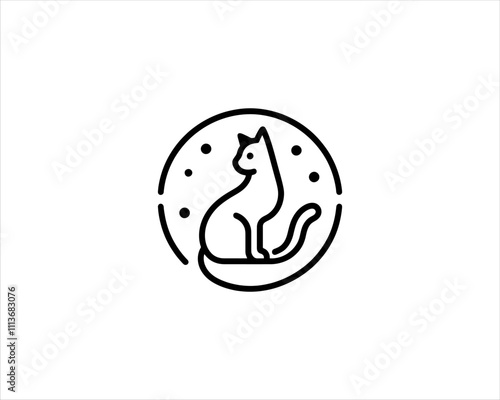 
Minimalist Cat line art logo design icon vector illustration. Animal logotype concept. Cat Outline logo.