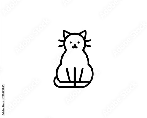 
Minimalist Cat line art logo design icon vector illustration. Animal logotype concept. Cat Outline logo.