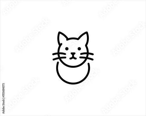 
Minimalist Cat line art logo design icon vector illustration. Animal logotype concept. Cat Outline logo.