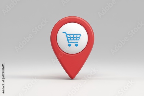 Free Download Red pin with a shopping cart icon indicating location. - GFXLoad