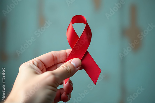 ribbon, aids, red, awareness