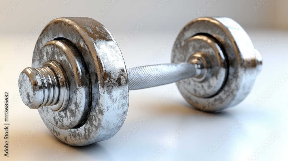 a silver dumbbell with a silver handle a silver dumbbell with a silver handle