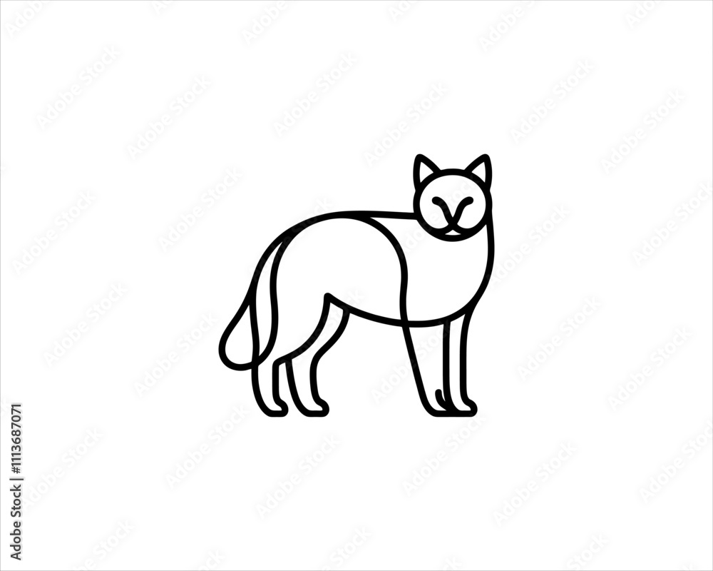 Minimalist Cat line art logo design icon vector illustration. Animal logotype concept. Cat Outline logo.
Minimalist Cat line art logo design icon vector illustration. Animal logotype concept. Cat Outline logo.