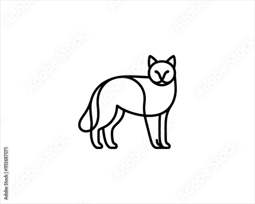 
Minimalist Cat line art logo design icon vector illustration. Animal logotype concept. Cat Outline logo.