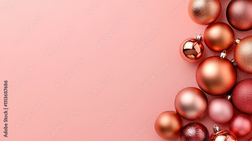 Elegant arrangement of metallic christmas ornaments festive season decoration indoor close-up holiday spirit Elegant arrangement of metallic christmas ornaments festive season decoration indoor close-up holiday spirit