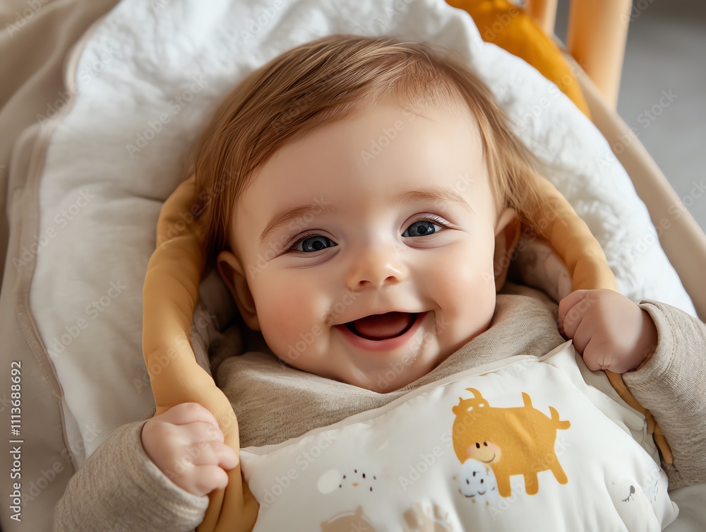 A baby wearing a sleep sack with adjustable armholes