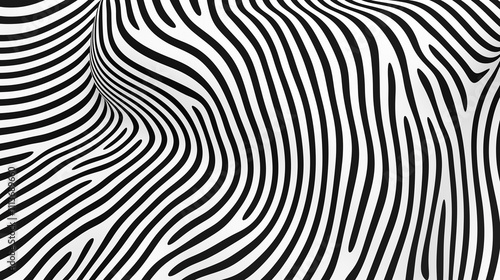 Wallpaper Mural Monochromatic abstract art featuring wavy and distorted lines Torontodigital.ca