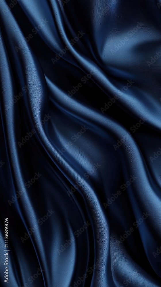 Fototapeta premium Elegant Blue Satin Drapes: A Symphony of Smoothness and Sophistication